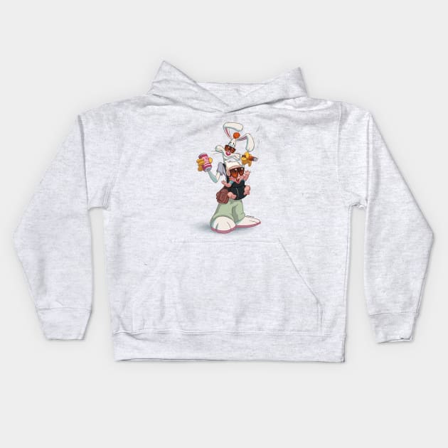 Hungover Rabbit Kids Hoodie by DonovanAlex